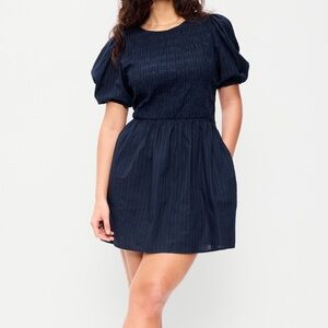 Old Navy Women's Smocked Puff-Sleeve Flare Mini Dress Size Large